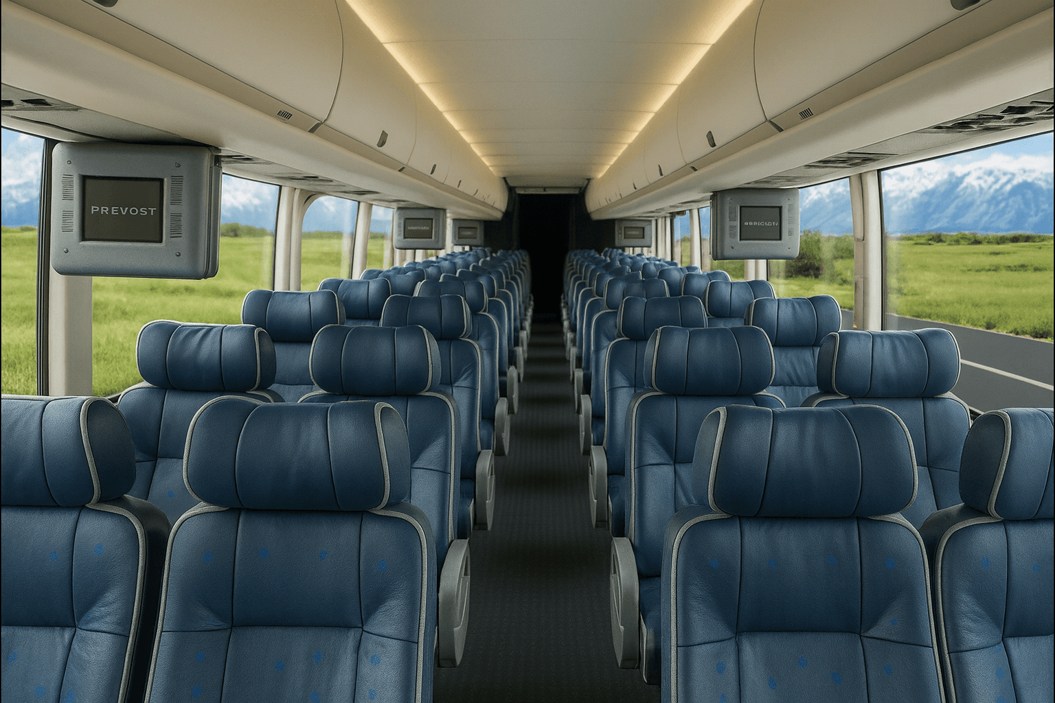 48 Passenger Coach Bus interior view