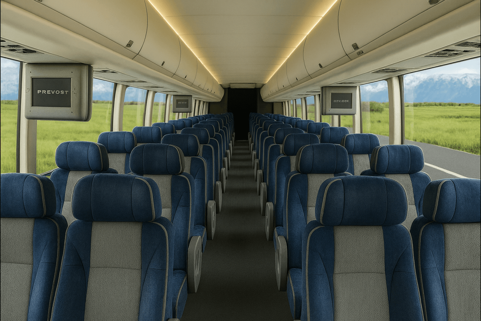 50 Passenger Coach Bus interior view