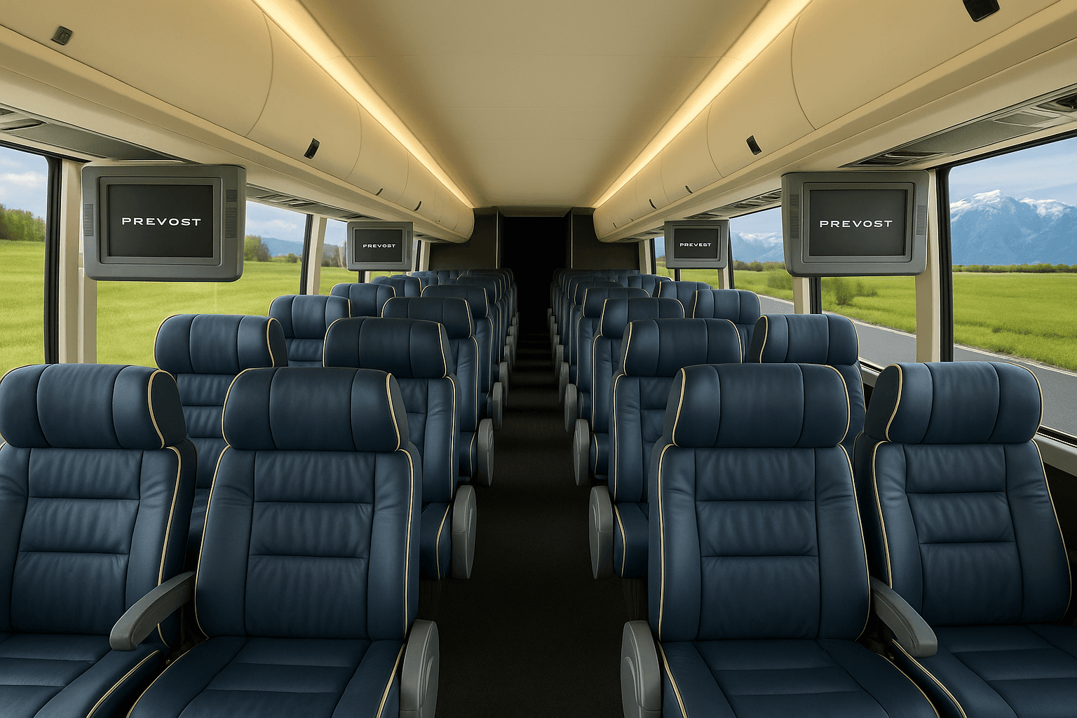 52 Passenger Coach Bus interior view