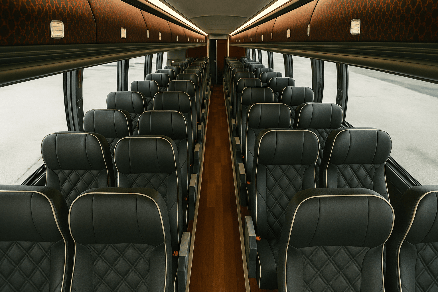 56 Passenger Coach Bus interior view